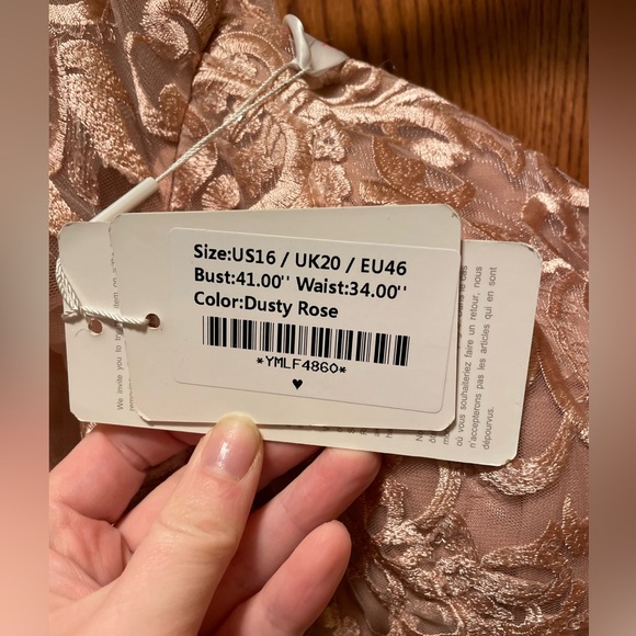 JJ’s House Special Occassion Gown Dusty Rose 3/4 sleeve - Picture 2 of 6